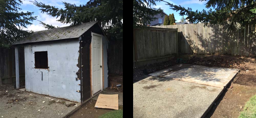 Backyard shed demolition